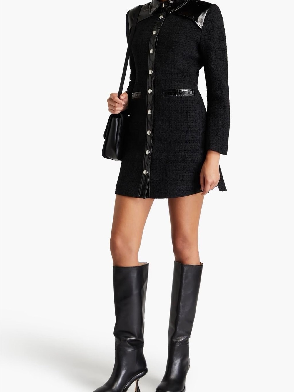 Maje Dresses | Maje Tweed &Patent Leather Contrast Mini Dress /Jacket Sz 36 US 4